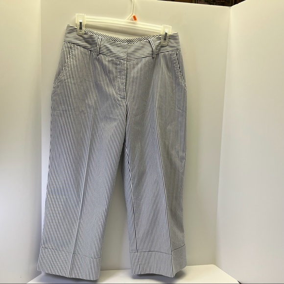 Julie Mitchell Urban Collection Capri Blue and White Stripe Pants Size 4 - Picture 1 of 12